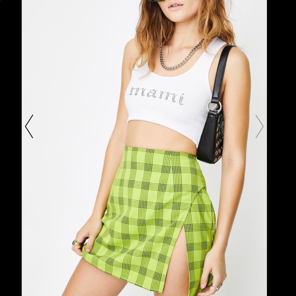 Dolls Kill | LIME GREEN TONIC MINI SKIRT